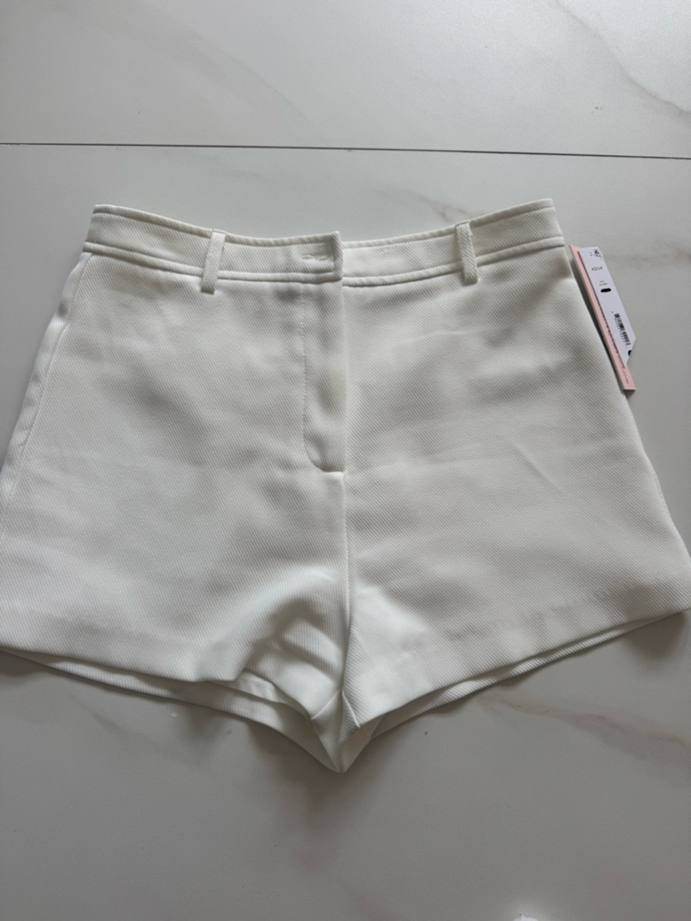 Aqua Ivory High-Waist Tailored Shorts